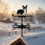 Corgi metal weather vane with directional arrows and mounting rod, outdoor roof and garden decoration