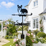 Corgi metal weather vane with directional arrows and mounting rod, outdoor roof and garden decoration