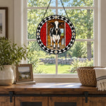 Cow stained glass suncatcher window hanging, suitable for home and garden decoration