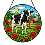 Cow stained glass suncatcher window hanging, suitable for home and garden decoration