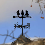 Cowboys on Horses metal weather vane with directional arrows and mounting rod, outdoor roof and garden decoration