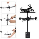 Cruiser motorcycle metal weather vane with directional arrows and mounting rod, outdoor roof and garden decoration