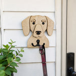 Wooden dachshund dog wall hook key and leash holder for home entryway organizer