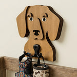 Wooden dachshund dog wall hook key and leash holder for home entryway organizer