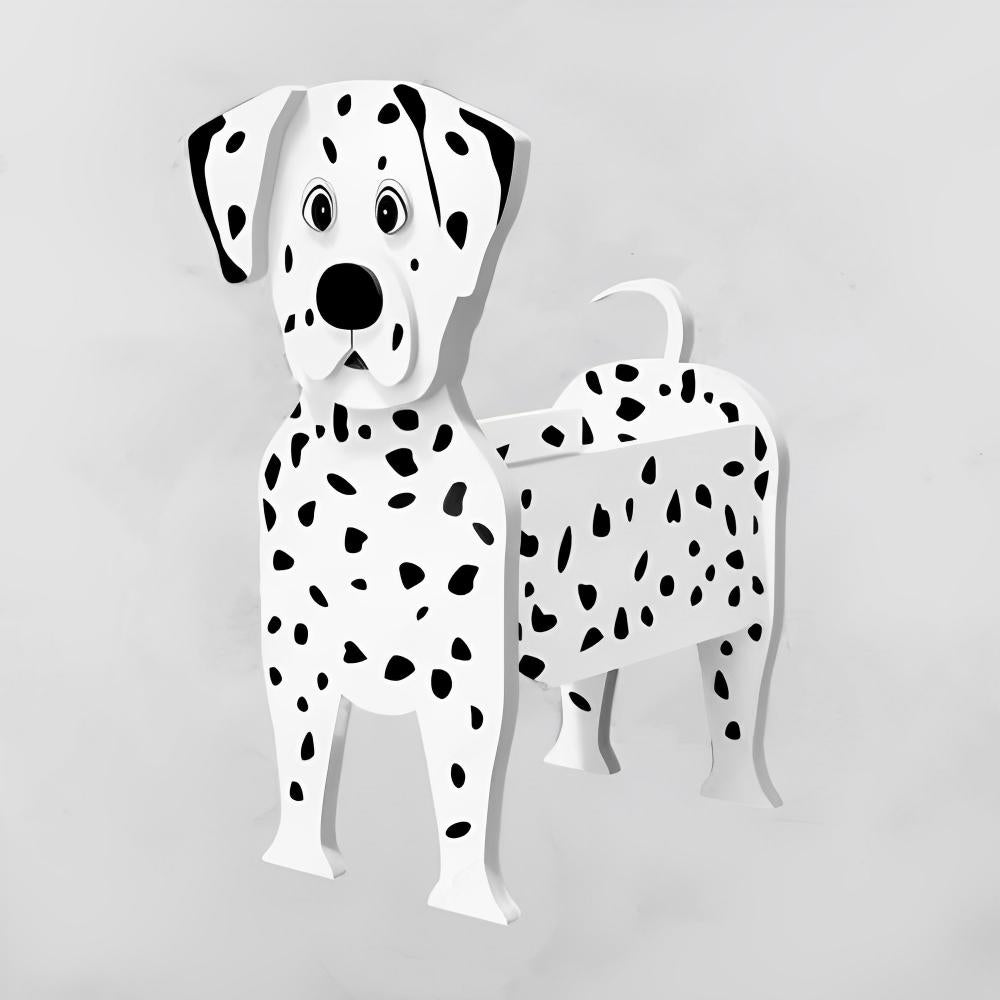 Dalmatian dog planter on a gray background