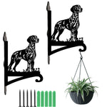 Dalmatian metal hanging basket bracket mounted on outdoor wall for plant decoration