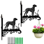 Dalmatian metal hanging basket bracket mounted on outdoor wall for plant decoration