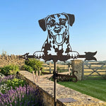 Dalmatian metal weather vane with directional arrows and mounting rod, outdoor roof and garden decoration