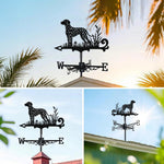 Dalmatian metal weather vane with directional arrows and mounting rod, outdoor roof and garden decoration