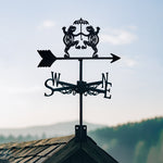Dancing frogs metal weather vane with directional arrows and mounting rod, outdoor roof and garden decoration