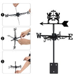 Dancing frogs metal weather vane with directional arrows and mounting rod, outdoor roof and garden decoration
