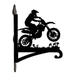 Dirt bike motocross rider jumping metal hanging basket bracket mounted on outdoor wall for plant decoration