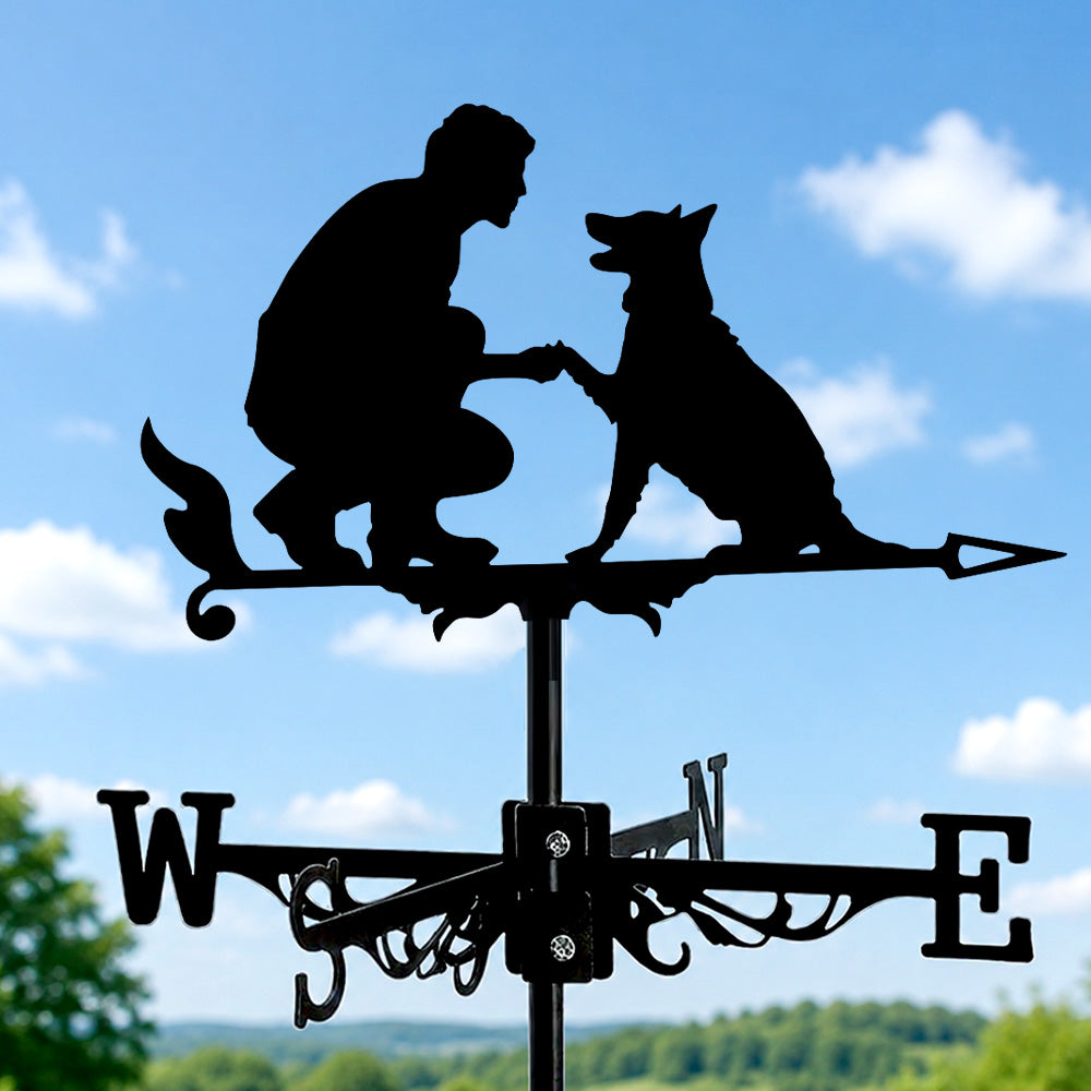 Dog Training metal weather vane with directional arrows and mounting rod, outdoor roof and garden decoration