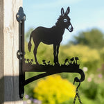 Donkey metal hanging basket bracket mounted on outdoor wall for plant decoration