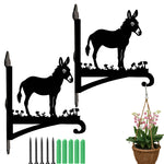 Donkey metal hanging basket bracket mounted on outdoor wall for plant decoration