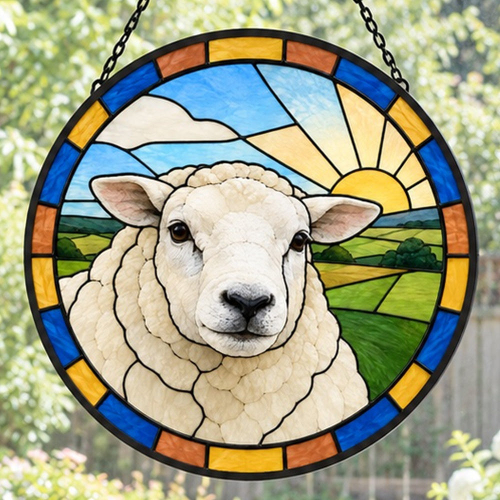 Dorset sheep stained glass suncatcher window hanging, suitable for home and garden decoration
