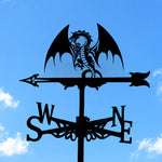 Dragon metal weather vane with directional arrows and mounting rod, outdoor roof and garden decoration