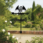 Dragon metal weather vane with directional arrows and mounting rod, outdoor roof and garden decoration