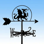 Dragon metal weather vane with directional arrows and mounting rod, outdoor roof and garden decoration
