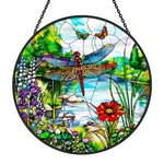 dragonfly garden stained glass suncatcher window hanging, suitable for home and garden decoration.