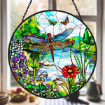 dragonfly garden stained glass suncatcher window hanging, suitable for home and garden decoration.