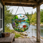 Dragonfly garden stained glass suncatcher window hanging, suitable for home and garden decoration