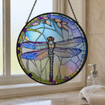 Dragonfly stained glass suncatcher window hanging, suitable for home and garden decoration