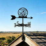 Dragonfly metal weather vane with directional arrows and mounting rod, outdoor roof and garden decoration