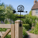 Dragonfly metal weather vane with directional arrows and mounting rod, outdoor roof and garden decoration
