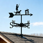 Duck hunting metal weather vane with directional arrows and mounting rod, outdoor roof and garden decoration