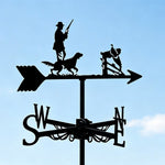 Duck hunting metal weather vane with directional arrows and mounting rod, outdoor roof and garden decoration