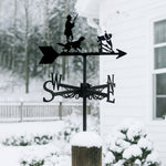 Duck hunting metal weather vane with directional arrows and mounting rod, outdoor roof and garden decoration