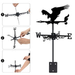 Eagle metal weather vane with directional arrows and mounting rod, outdoor roof and garden decoration