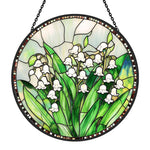 Elegant lily of the valley botanical stained glass suncatcher window hanging, suitable for home and garden decoration