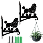Poodle metal hanging basket bracket mounted on outdoor wall for plant decoration
