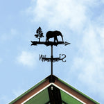 Elephant metal weather vane with directional arrows and mounting rod, outdoor roof and garden decoration