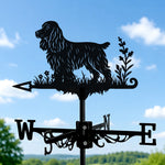 English Cocker Spaniel metal weather vane with directional arrows and mounting rod, outdoor roof and garden decoration