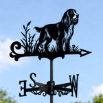 English Cocker Spaniel metal weather vane with directional arrows and mounting rod, outdoor roof and garden decoration