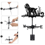 English Cocker Spaniel metal weather vane with directional arrows and mounting rod, outdoor roof and garden decoration