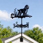 English Cocker Spaniel metal weather vane with directional arrows and mounting rod, outdoor roof and garden decoration