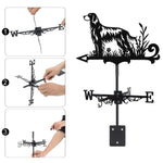English Setter metal weather vane with directional arrows and mounting rod, outdoor roof and garden decoration