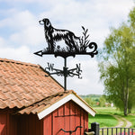 English Setter metal weather vane with directional arrows and mounting rod, outdoor roof and garden decoration