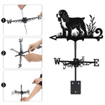 English Springer Spaniel metal weather vane with directional arrows and mounting rod, outdoor roof and garden decoration