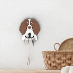Wooden english springer spaniel dog wall hook key and leash holder for home entryway organizer