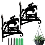 Equestrian show jumping metal hanging basket bracket mounted on outdoor wall for plant decoration