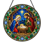 Eve in bethlehem christmas stained glass suncatcher window hanging, suitable for home and garden decoration
