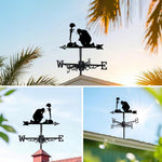 Fallen soldier cross metal weather vane with directional arrows and mounting rod, outdoor roof and garden decoration