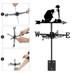Fallen soldier cross metal weather vane with directional arrows and mounting rod, outdoor roof and garden decoration