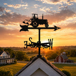 Farm tractor metal weather vane with directional arrows and mounting rod, outdoor roof and garden decoration