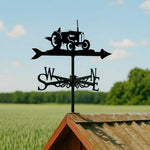 Farm tractor metal weather vane with directional arrows and mounting rod, outdoor roof and garden decoration